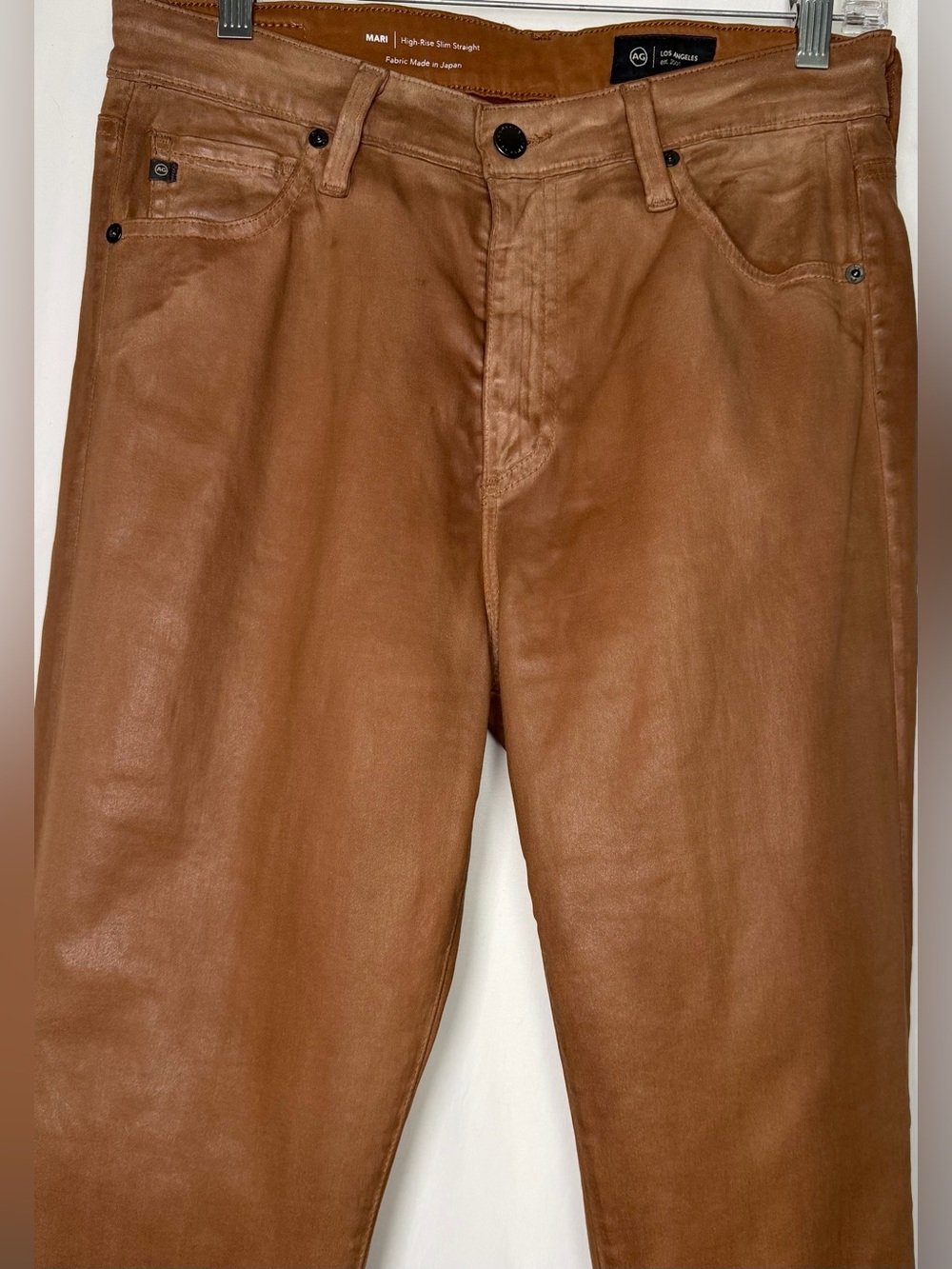 AG Jeans “Mari” Coated Brown High Rise Slim Straight Jeans 30 - Picture 7 of 11